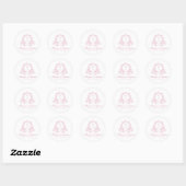Sticker Rond Élégant Mariage de monogramme rose floral (Feuille)