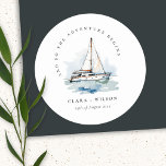 Sticker Rond Elégant Mariage de navigation de plaisance Dusky<br><div class="desc">Si vous avez besoin d'un autre produit correspondant ou de la personnalisation,  veuillez envoyer un message via Zazzle.</div>