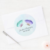 Sticker Rond Élégant Mariage de papillon aquarelle Duo (Enveloppe)