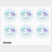 Sticker Rond Élégant Mariage de papillon aquarelle Duo (Feuille)