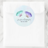 Sticker Rond Élégant Mariage de papillon aquarelle Duo (Sac)