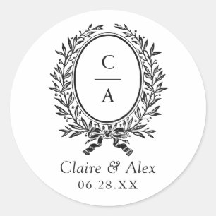 Sticker Rond Élégant Mariage de poitrine de feuilles d'olive