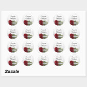 Sticker Rond Élégant Mariage de rose rouge en miroir (Feuille)