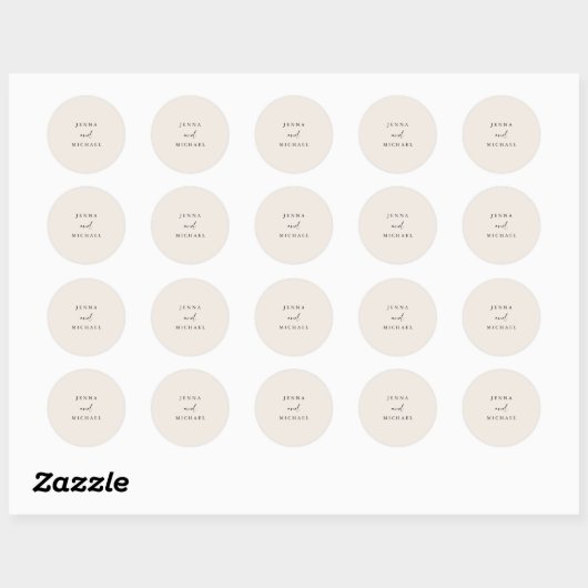 Sticker Rond Élégant Mariage de script beige clair (Feuille)