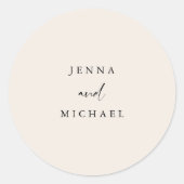 Sticker Rond Élégant Mariage de script beige clair (Devant)