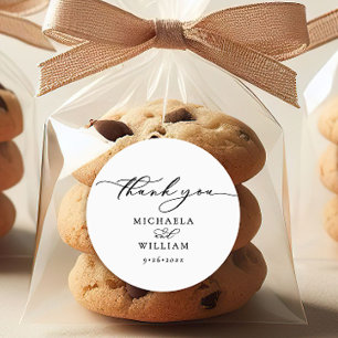 Sticker Rond Élégant Mariage de script de calligraphie manuscri