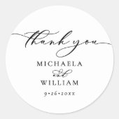 Sticker Rond Élégant Mariage de script de calligraphie manuscri (Devant)