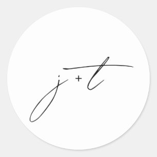 Sticker Rond Élégant Mariage de script de monogramme élégant