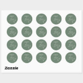 Sticker Rond Élégant Mariage de script en vert d'olive Sage for (Feuille)