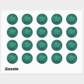 Sticker Rond Élégant mariage de script vert foncé émeraude (Feuille)