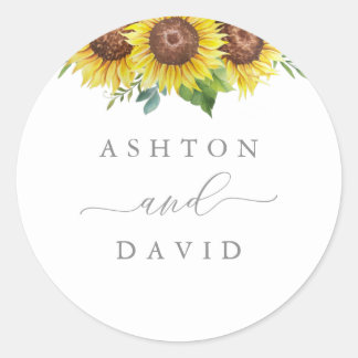 Sticker Rond Élégant Mariage de tournesol