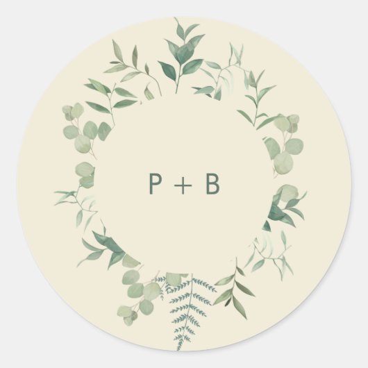 Sticker Rond Elégant Mariage de verdure Eucalyptus (Devant)