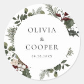 Sticker Rond Élégant Mariage de verdure hivernale (Devant)
