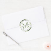 Sticker Rond Élégant Mariage de verdure Monogramme Adresse de r (Enveloppe)