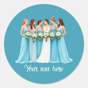 Sticker Rond Élégant Mariage Demoiselle d'honneur personnalisab