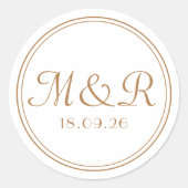 Sticker Rond Elégant Mariage d'enveloppe de calligraphie or (Devant)