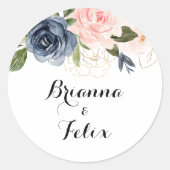 Sticker Rond Elégant Mariage d'enveloppe florale d'hiver (Devant)