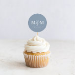 Sticker Rond Elégant Mariage d'enveloppe Monogramme bleu Dusty<br><div class="desc">Sceau Mariage d'enveloppe de Monogramme bleu foncé moderne.</div>