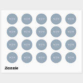 Sticker Rond Elégant Mariage d'enveloppe Monogramme bleu Dusty (Feuille)