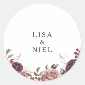 Sticker Rond Elégant Mariage d'été de Bourgogne (Devant)
