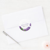 Sticker Rond Élégant Mariage d'Hydrangée violette (Enveloppe)