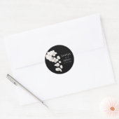 Sticker Rond Élégant Mariage d'orchidée noire et blanche (Enveloppe)