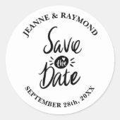 Sticker Rond Élégant Mariage élégant Enregistrer la date (Devant)