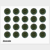 Sticker Rond Élégant Mariage Emerald Green et Gold Flecks (Feuille)