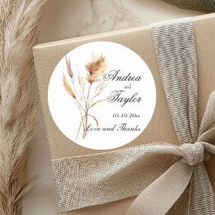 Sticker Rond Élégant Mariage en herbe Pampas
