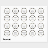 Sticker Rond Élégant Mariage en or noir et blanc (Feuille)