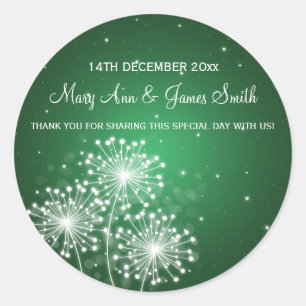 Sticker Rond Élégant Mariage Favor Tag Émeraude Étincelle Étinc