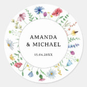 Sticker Rond Élégant Mariage Fleur sauvage (Devant)