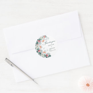 Sticker Rond Elégant mariage fleur sauvage d'eucalypse aquarell