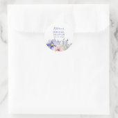 Sticker Rond Élégant Mariage Fleurs Rose Violet (Sac)