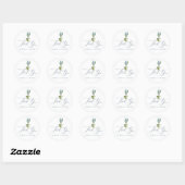 Sticker Rond Elégant Mariage floral aquarelle (Feuille)