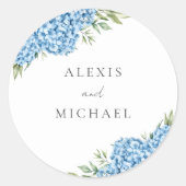 Sticker Rond Élégant Mariage floral Blue Hydrangea (Devant)