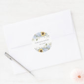 Sticker Rond Élégant Mariage Floral Blue Hydrangea Sunflowers (Enveloppe)