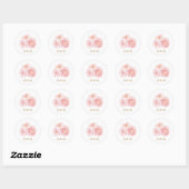 Sticker Rond Elégant mariage floral couleur rose vif (Feuille)