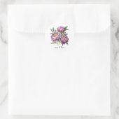 Sticker Rond Elégant Mariage floral de pivoine violet (Sac)
