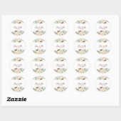 Sticker Rond Élégant Mariage floral de rose blanche naturelle (Feuille)