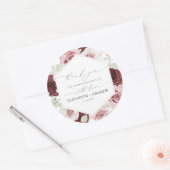 Sticker Rond Élégant Mariage floral de Roses roses roses blanch (Enveloppe)