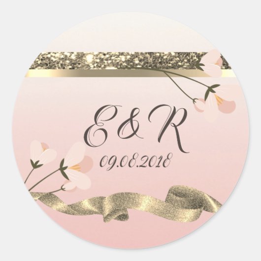Sticker Rond Élégant Mariage floral élégant (Devant)
