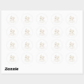 Sticker Rond Élégant Mariage Floral Gold (Feuille)