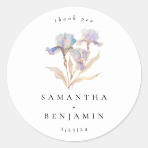Sticker Rond Élégant Mariage floral Iris
