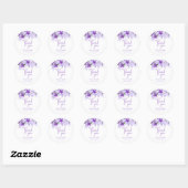 Sticker Rond Élégant Mariage Floral Lilac violet (Feuille)