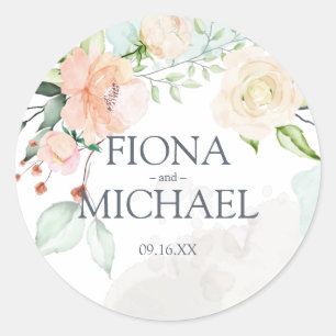 Sticker Rond Elégant Mariage floral mi-été