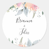Sticker Rond Élégant Mariage floral rose (Devant)