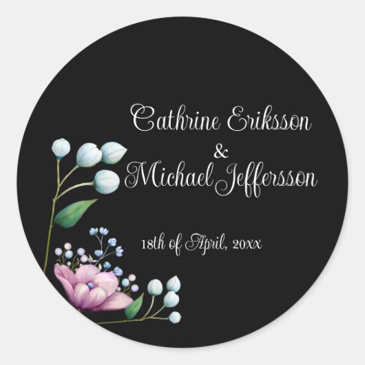 Sticker Rond Élégant Mariage Floral Soft Botanical Romance (Devant)