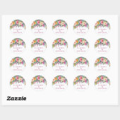 Sticker Rond Élégant Mariage Floral Spring Summer Nom (Feuille)