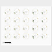 Sticker Rond Élégant Mariage Gold Green Eucaliptus (Feuille)